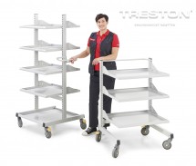 Priemyselný vozík Treston Multi Trolley M900 ESD, nízky, 2 nastaviteľné police, TMTL9-002-49